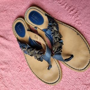 Boc Born Concept leather sandals floral blue sz 9